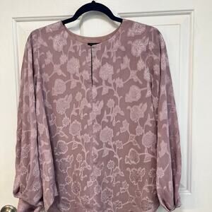 Ann Taylor Satin Mauve Embroidered Blouse - XS